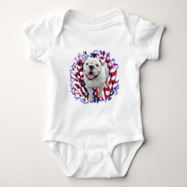 Bulldog Patriot Baby Strampler (Vorderseite)