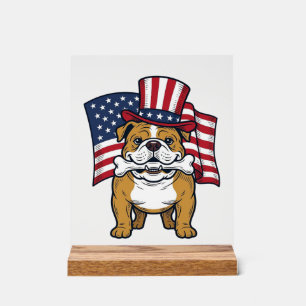 Bulldog Patriotique Avec Drapeau Vector Design_1