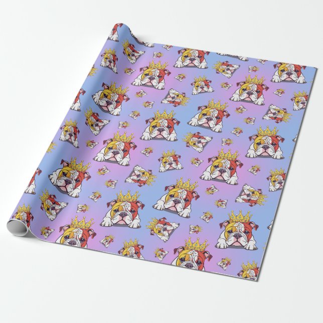 Bulldog pattern geschenkpapier (Ungerollt)