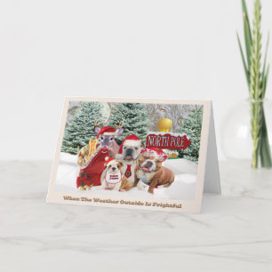 Bulldog père Noël et cartes de Noël familiales