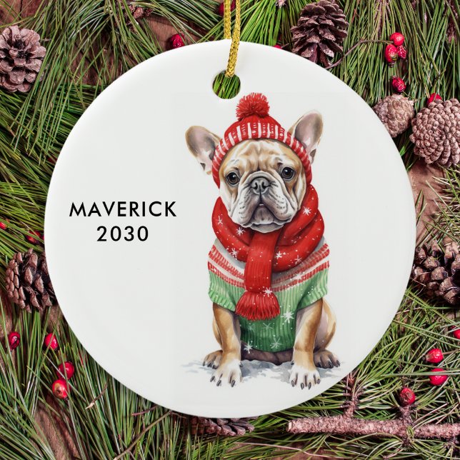 Bulldog Personalisiert Dog Lover Weihnachten Keramik Ornament (Von Creator hochgeladen)