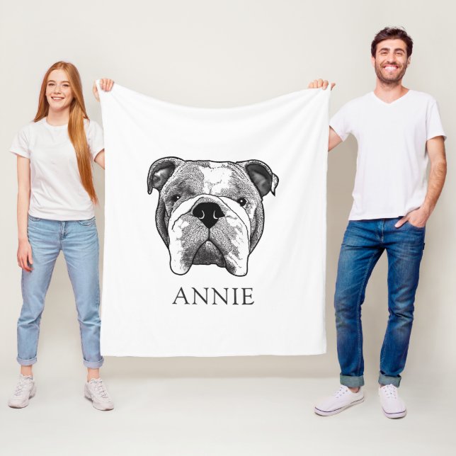 Bulldog Personalisiert Zeichnend Fleecedecke (Beispiel)