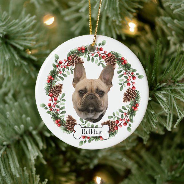 Bulldog Personalisierter Haustier Keramik Ornament (Baum)