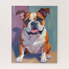 Bulldog Pet Painting Whimsical Watercolor Dog