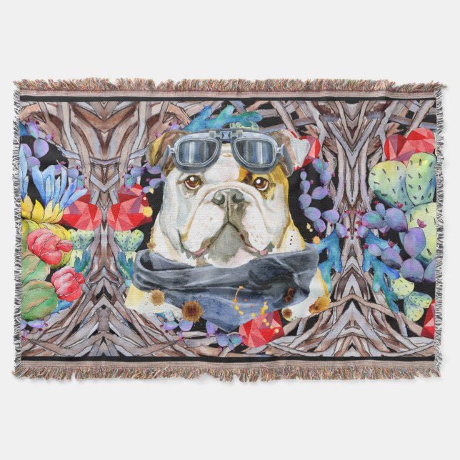 Bulldog-Pilot-Meisterstück-Kakteen-Sukkulente Decke (Vorderseite)