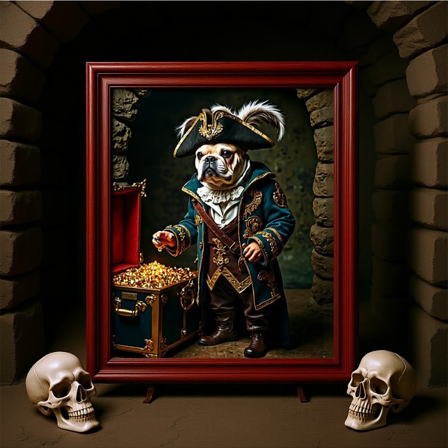 Bulldog Pirate Blue Gold Coat Poster (Von Creator hochgeladen)