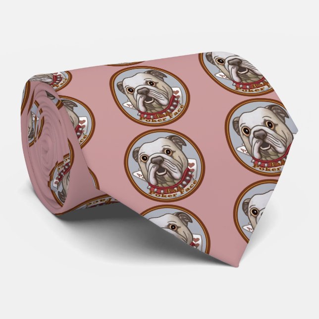Bulldog Poker Face Krawatte (Gerollt)