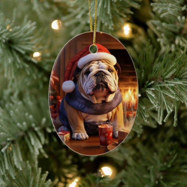 Bulldog Police Lover Pet Ornament Memorial Geschen (Baum)