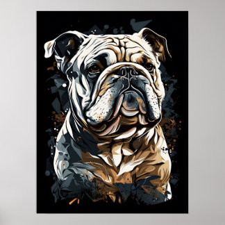 Bulldog Portrait abstrakt Canvas Print Poster