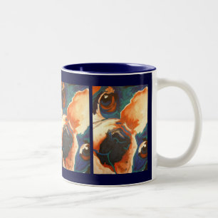 Bulldog-Portrait Zweifarbige Tasse