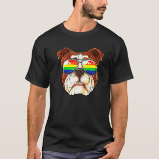Bulldog Pride Lgbt Rainbow Flag Sonnenbrille T-Shirt