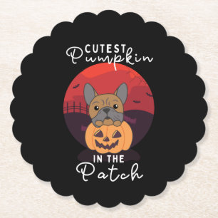 Bulldog Pumpkin Hunde Niedlicher Kürbis in den Pat Untersetzer