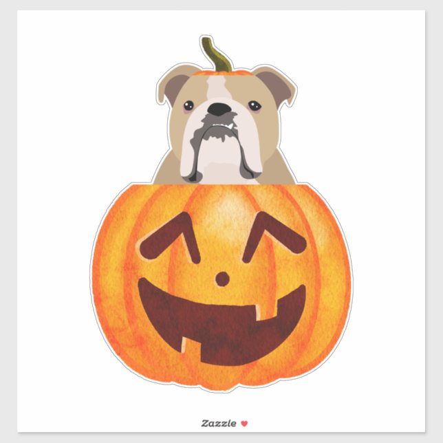 Bulldog Pumpkin-Sticker Aufkleber (Blatt)