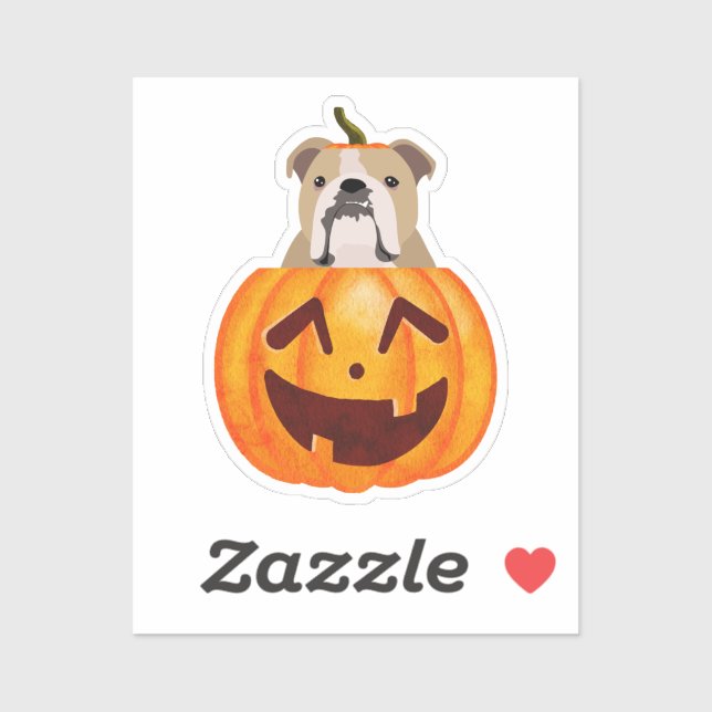 Bulldog Pumpkin-Sticker Aufkleber (Blatt)