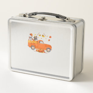 Bulldog Pumpkin Truck Fall Leaf Erntedank Hallo Metall Brotdose