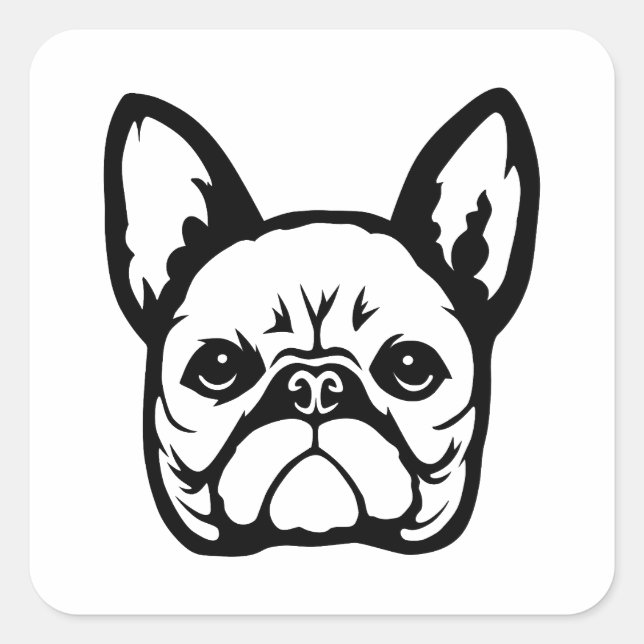 Bulldog Quadratischer Aufkleber (Vorderseite)