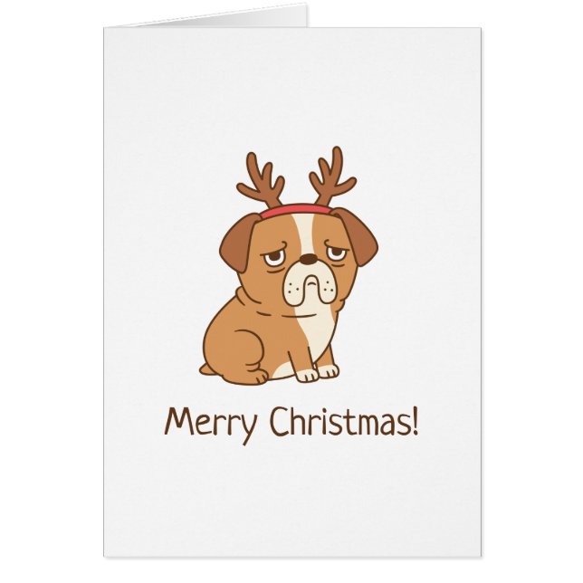 Bulldog Reindeer Antlers Frohe Weihnachtsgrüße (Vorne)