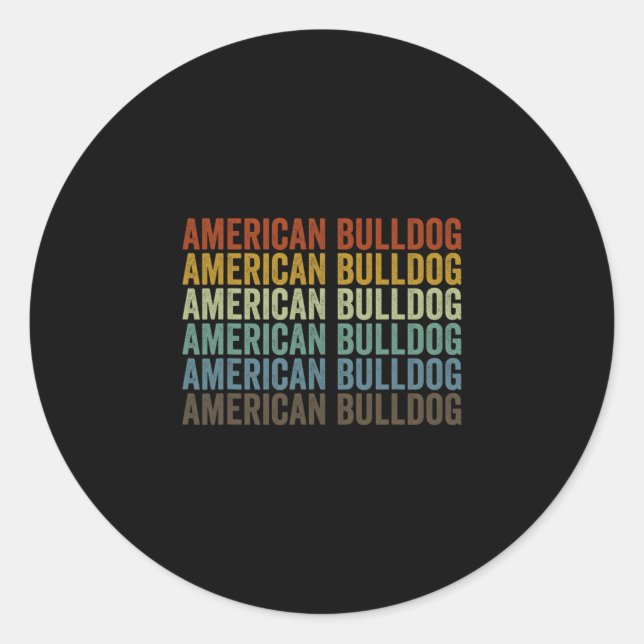 Bulldog Retro Runder Aufkleber (Vorderseite)