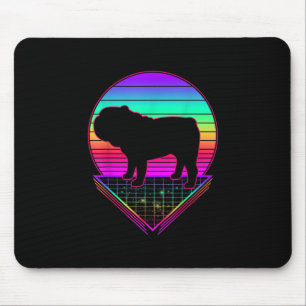 Bulldog Retro Vintage 80er Jahre Lustiges Hundelie Mousepad