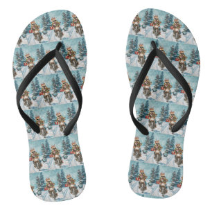 Bulldog Riding Motorrad Weihnachten Flip Flops