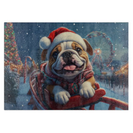 Bulldog Roller Untersetzer Weihnachten Schneidebrett
