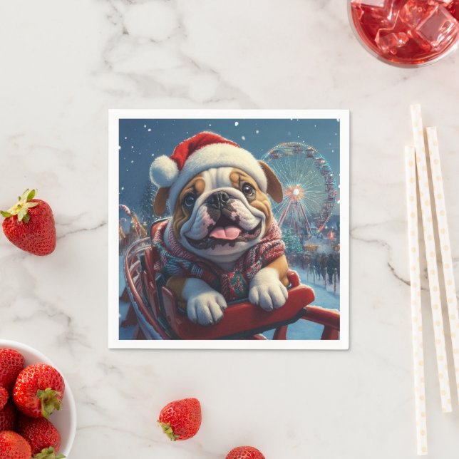 Bulldog Roller Untersetzer Weihnachten Serviette (Beispiel)