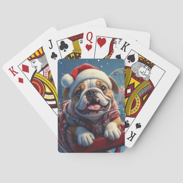 Bulldog Roller Untersetzer Weihnachten Spielkarten (Rückseite)