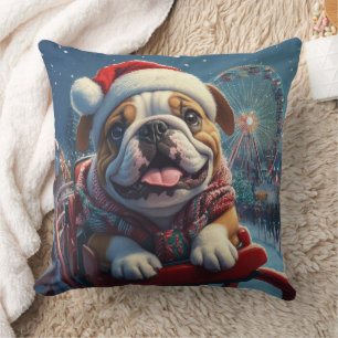 Bulldog-Rollercoaster-Weihnachten Kissen