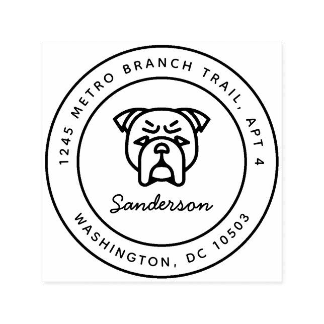 Bulldog-Rücksendeadresse-Briefmarke Permastempel (Design)