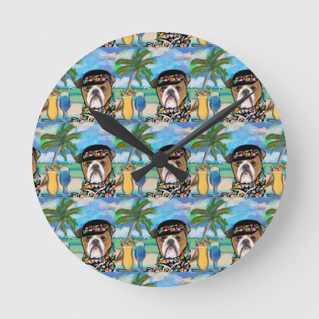 Bulldog Runde Wanduhr (Vorderseite)