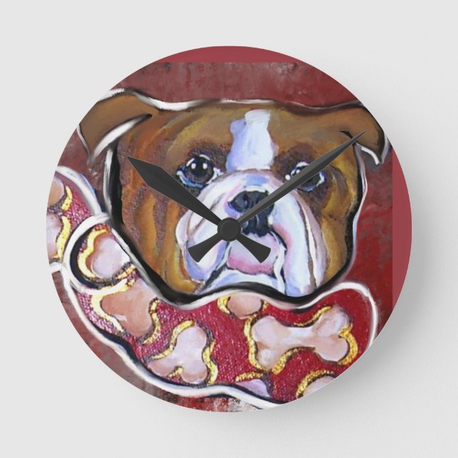 Bulldog Runde Wanduhr (Vorderseite)