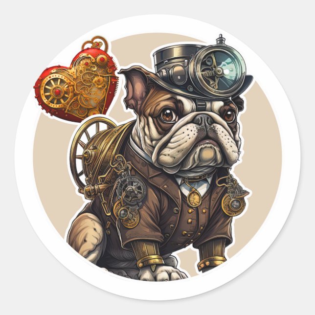 Bulldog Runder Aufkleber (Vorderseite)
