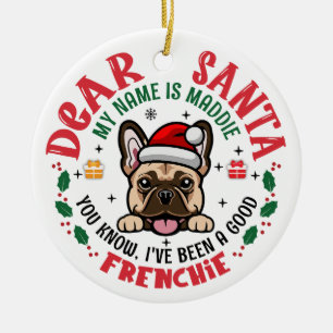 Bulldog Santa Christmas Individuelle Name Keramik Ornament