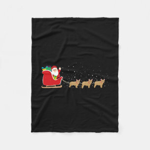 Bulldog Santa Christmas Sleigh - Fun Bulldog Xmas Fleecedecke