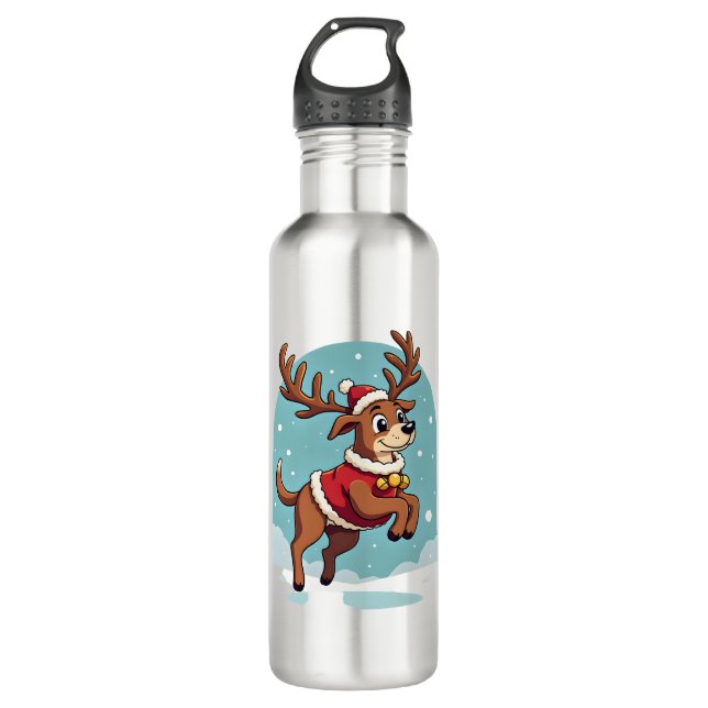 Bulldog Santa Cookies Edelstahlflasche (Vorderseite)