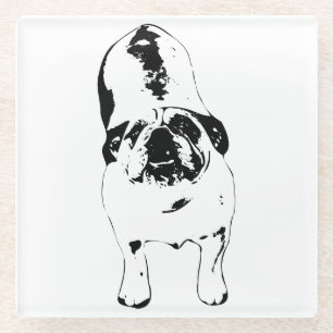 Bulldog - schau nach oben, kühl nach B&W Glasuntersetzer