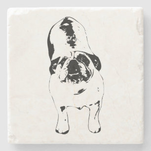 Bulldog - schau nach oben, kühl nach B&W Steinuntersetzer
