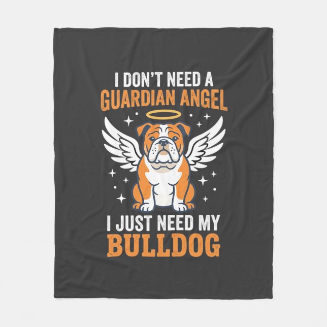 Bulldog Schutzengel Hund Fleecedecke (Vorderseite)