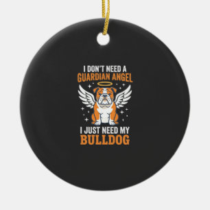 Bulldog-Schutzengel-Hund Keramik Ornament