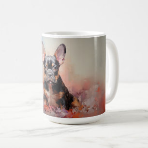 Bulldog schwarz und tan Welpe Kaffeetasse