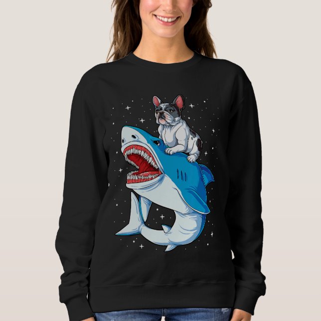 Bulldog Shark T Kids Men Space Galaxy Jawso Sweatshirt (Vorderseite)
