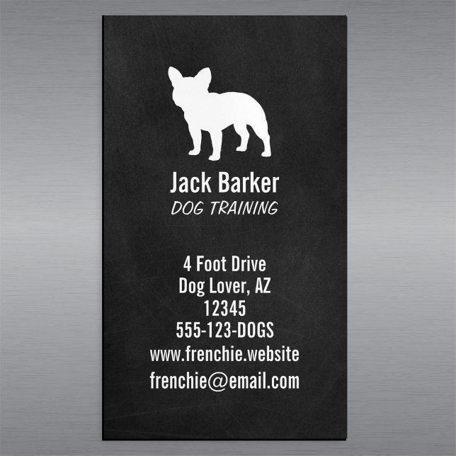 Bulldog-Silhouette | Französischer Hund Magnetische Visitenkarte (Von Creator hochgeladen)