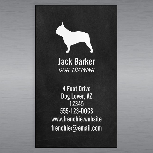 Bulldog-Silhouette | Französischer Hund Magnetische Visitenkarte (Von Creator hochgeladen)
