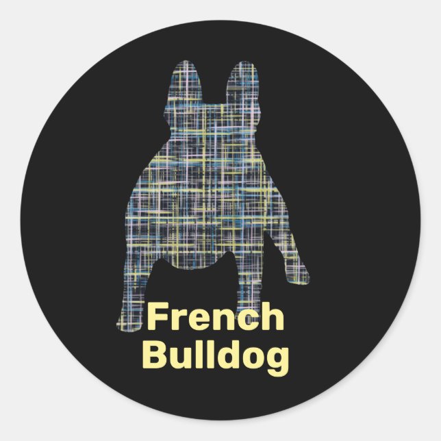 Bulldog-Silhouette Gelb & Schwarz Runder Aufkleber (Vorderseite)
