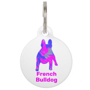 Bulldog Silhouette Hot Pink & Blue White Haustiermarke