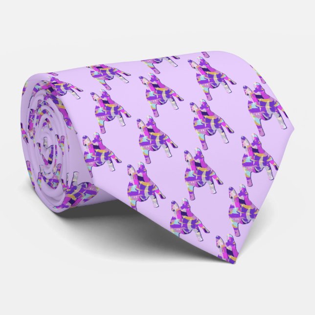 Bulldog-Silhouette Lila Lt Neck Tie Krawatte (Gerollt)