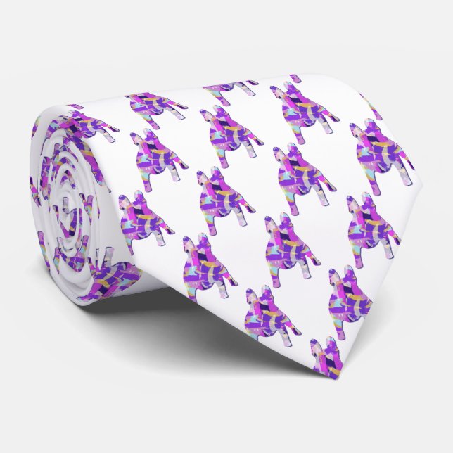Bulldog-Silhouette Lila White Neck Krawatte (Gerollt)