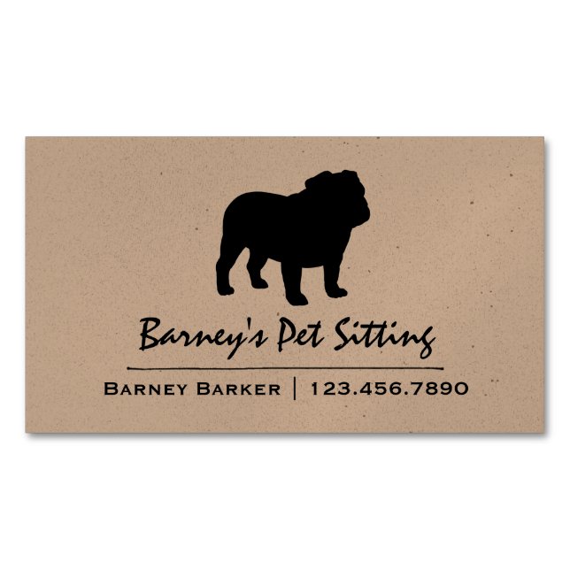 Bulldog-Silhouette Magnetische Visitenkarte (Vorderseite)