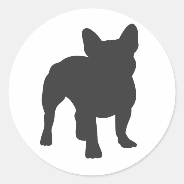Bulldog-Silhouette Runder Aufkleber (Vorderseite)