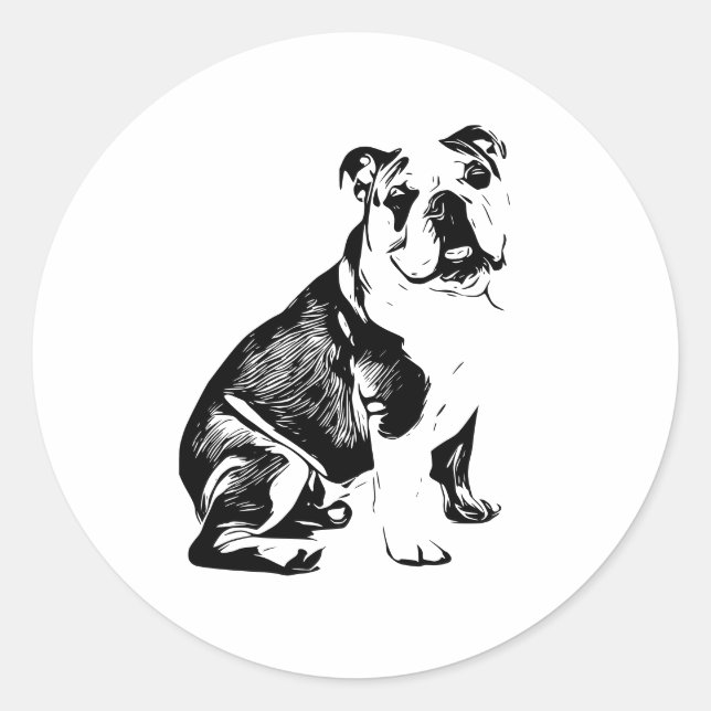 Bulldog-Silhouette Runder Aufkleber (Vorderseite)